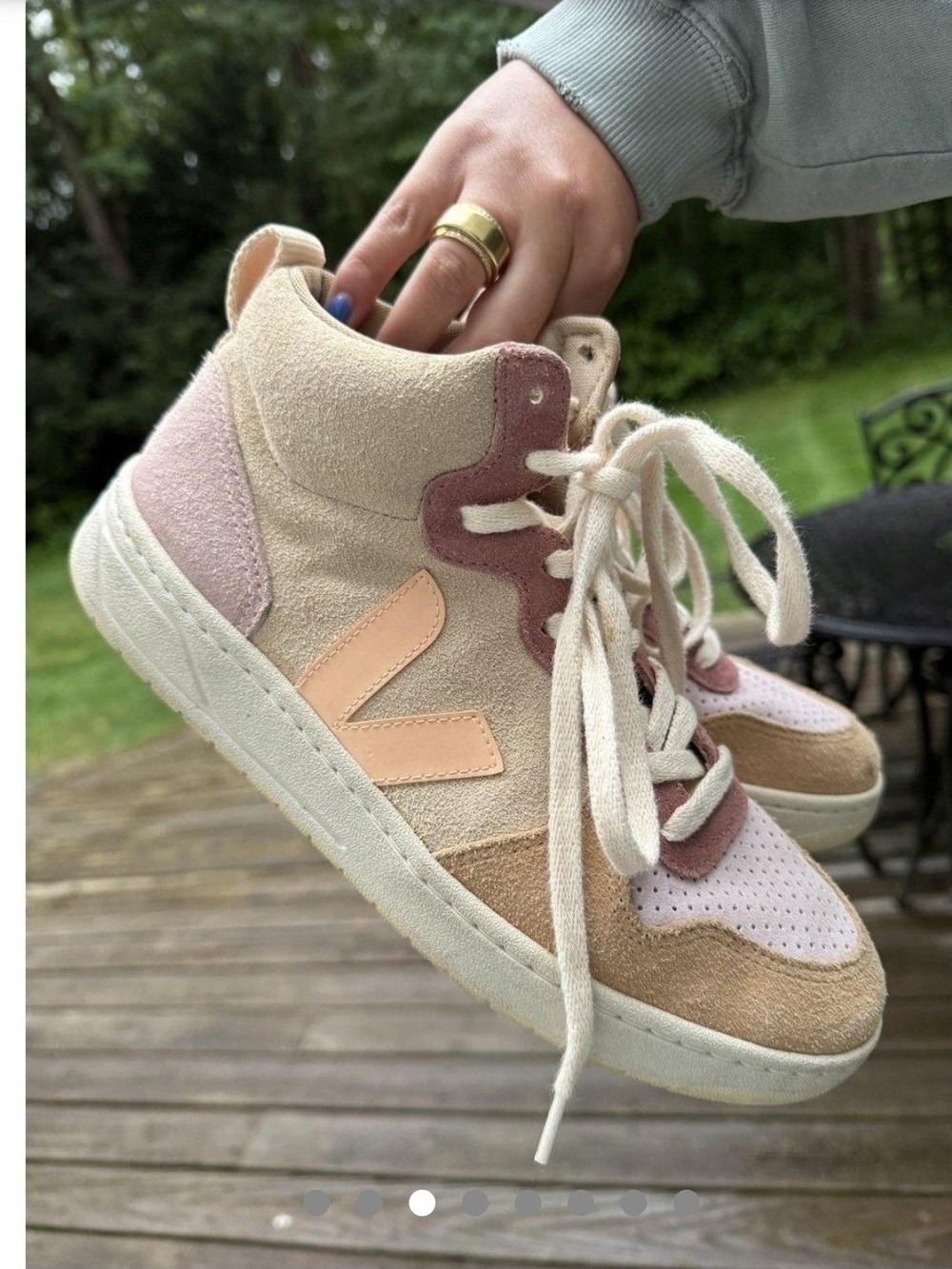 Veja Women’s High-Top Sneakers in Beige, Pink & Peach